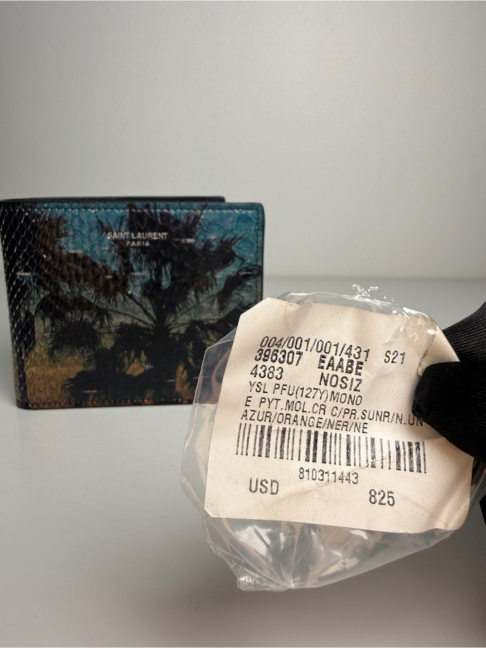 Saint Laurent East/West Python Men’s Wallet Azur Orange Black - NEW | AUTHENTIC - Picture 3 of 10